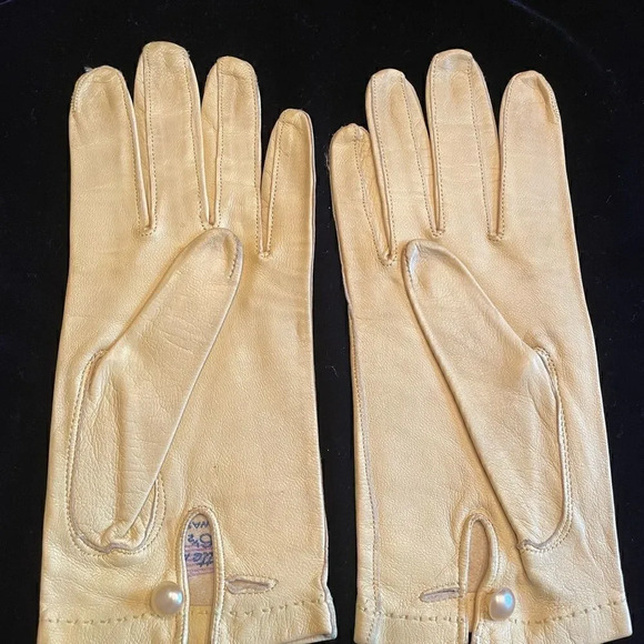 Bacmo yellow leather vintage day gloves size 6.5" - Picture 3 of 5
